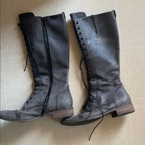 Charles David knee-high lace up leather boots